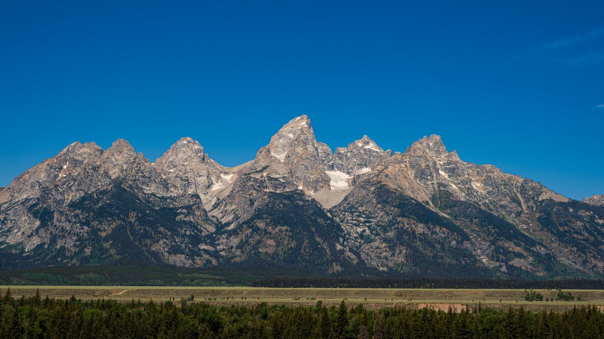 The Cathedral Group from the valley floor — Grand Teton, Wyoming