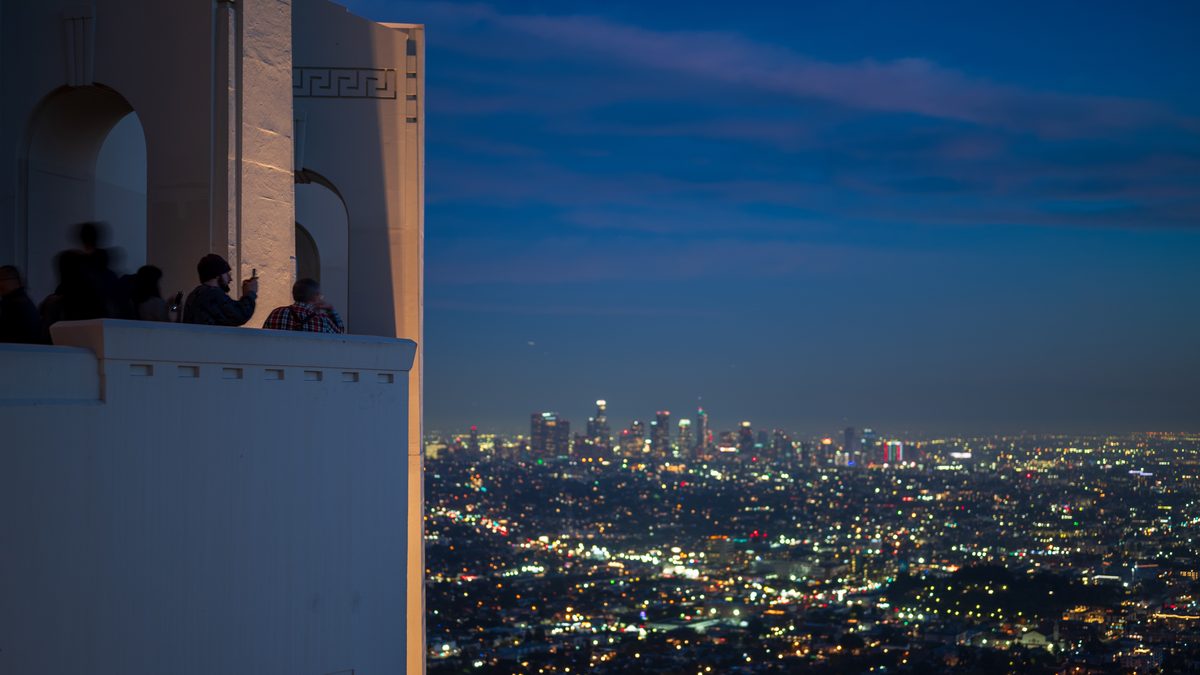 The basin lighting up after blue hour — Los Angeles, California