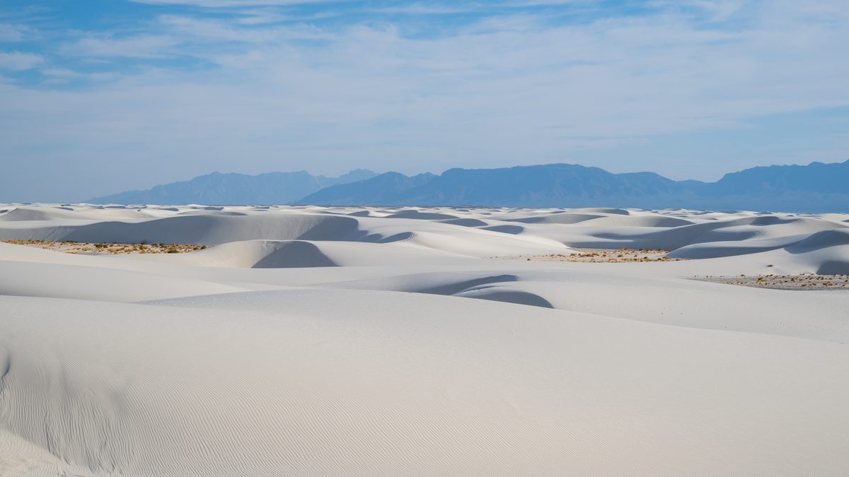 Gypsum dunes and the San Andres Mountains — White Sands, New Mexico