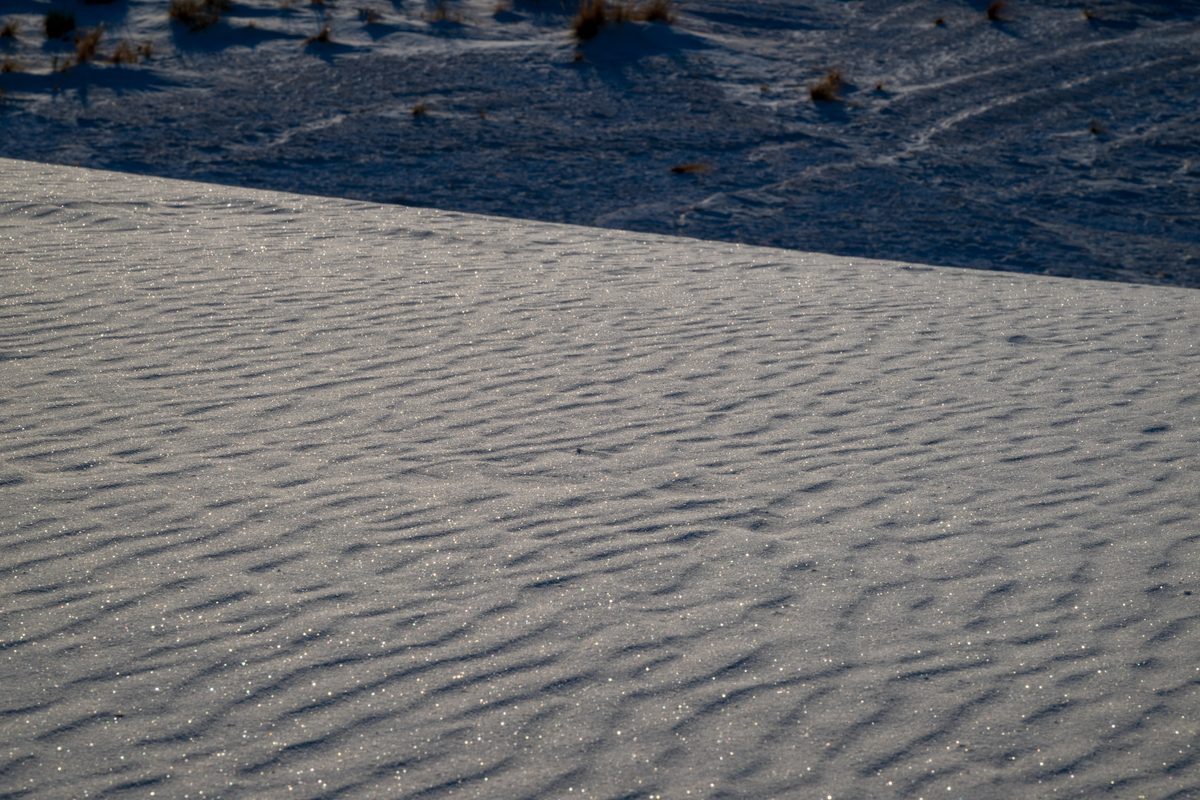 Low sun across the ripples — White Sands, New Mexico