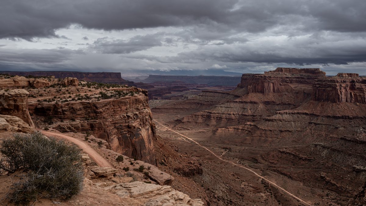 Shafer Canyon under a winter storm, Canyonlands — The Colorado Plateau, Utah & Arizona